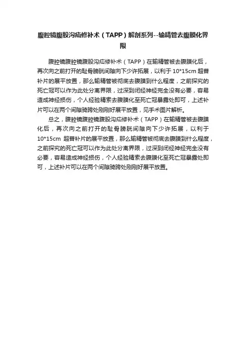 腹腔镜腹股沟疝修补术（TAPP）解剖系列--输精管去腹膜化界限
