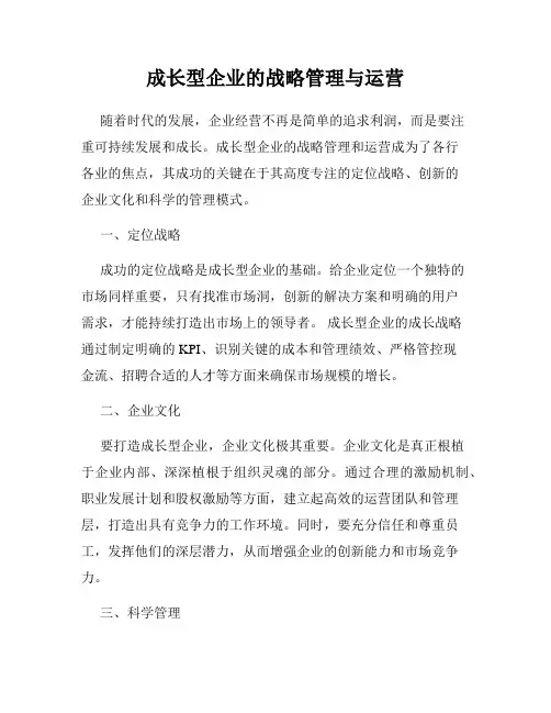 成长型企业的战略管理与运营