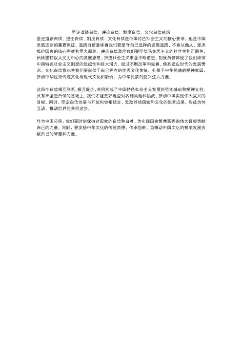 坚定道路自信、理论自信、制度自信、文化自信感想
