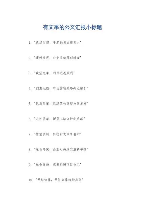 有文采的公文汇报小标题