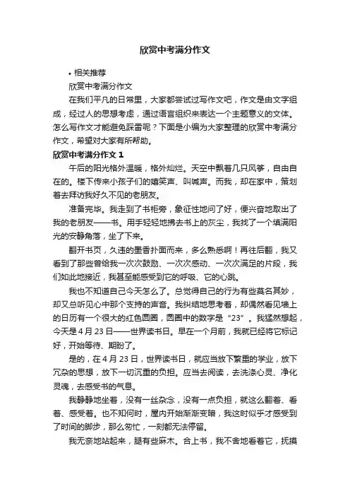 欣赏中考满分作文