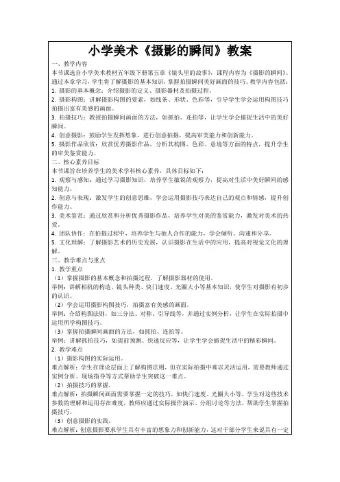 小学美术《摄影的瞬间》教案