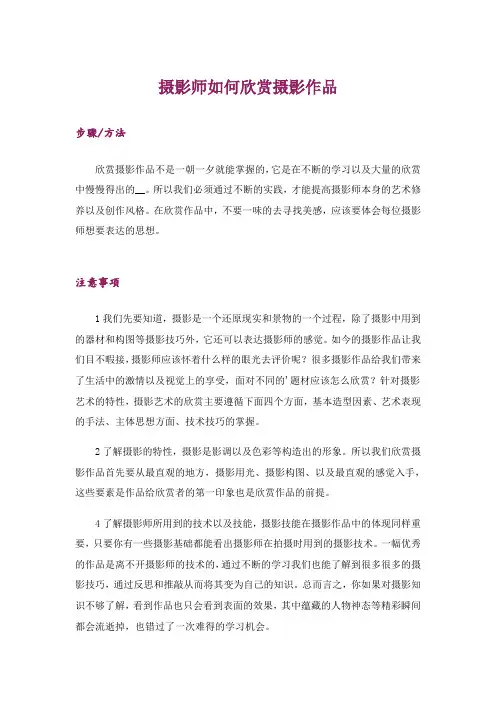 摄影师如何欣赏摄影作品