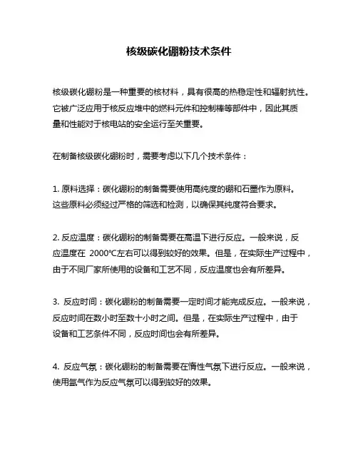 核级碳化硼粉技术条件