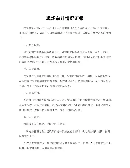现场审计情况汇报