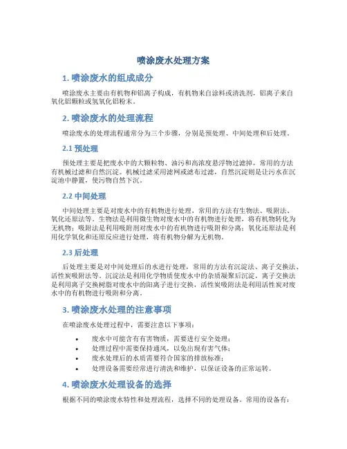 喷涂废水处理方案