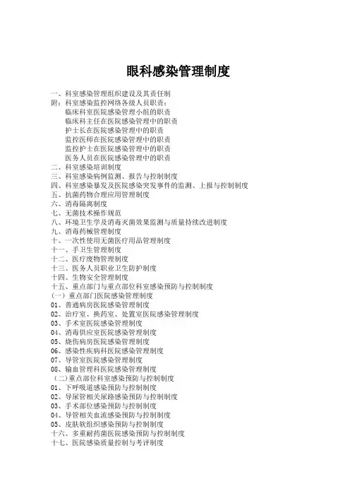 眼科医院感染制度与规程