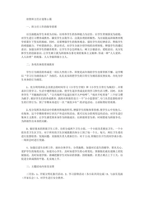 2021年培智班主任计划4篇