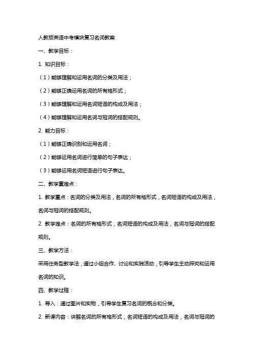 人教版英语中考模块复习名词教案
