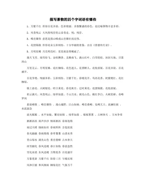 描写景物的四个字词语有哪些