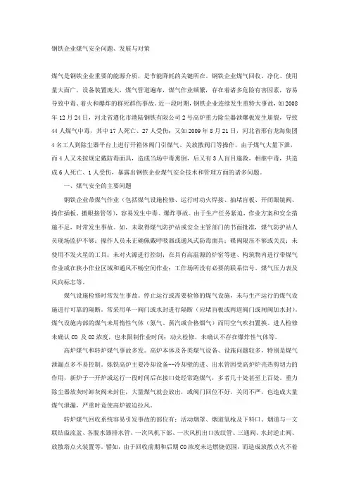 钢铁企业煤气安全问题、发展与对策.docx