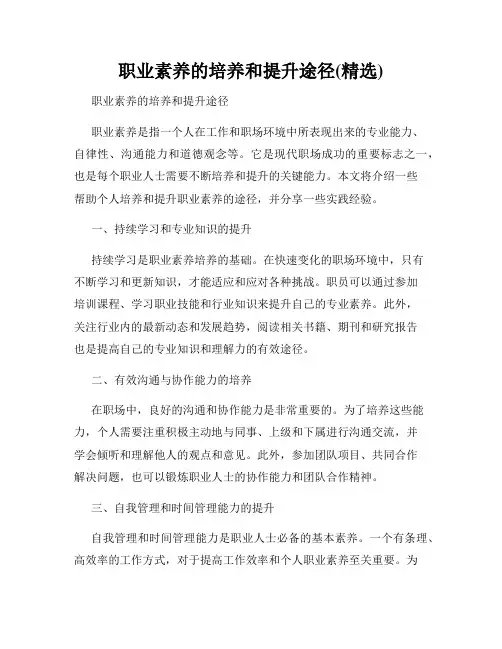 职业素养的培养和提升途径(精选)