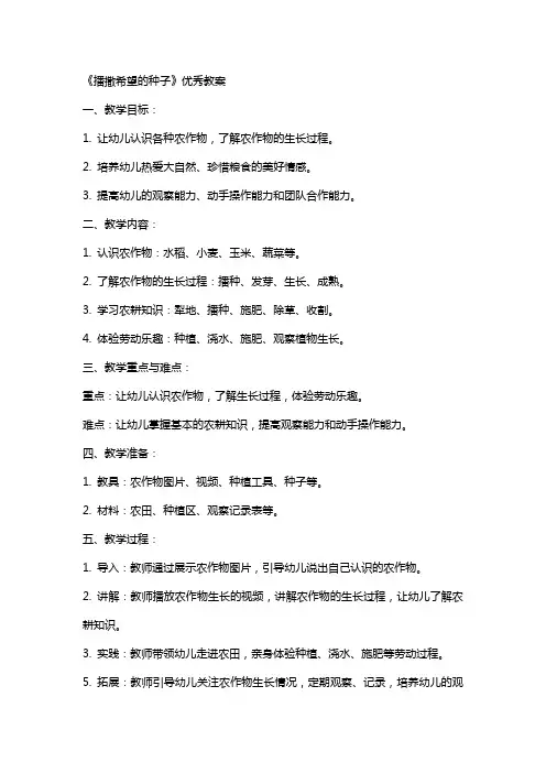 《播撒希望的种子》教案