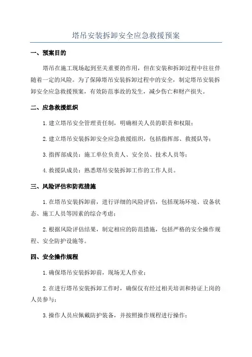 塔吊安装拆卸安全应急救援预案