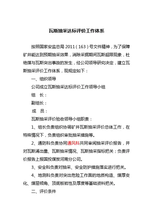 瓦斯抽采达标评价工作体系