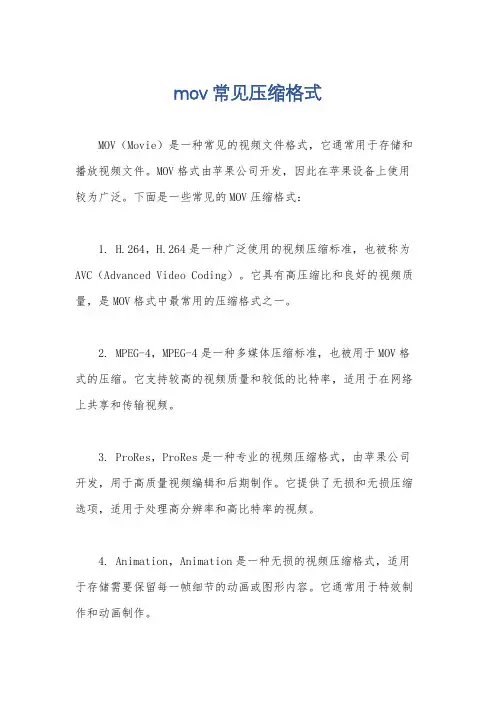 mov常见压缩格式
