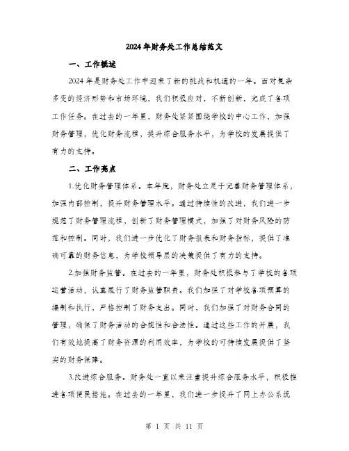 2024年财务处工作总结范文(4篇)