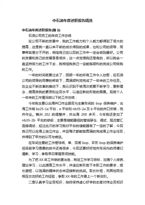 中石油年度述职报告精选