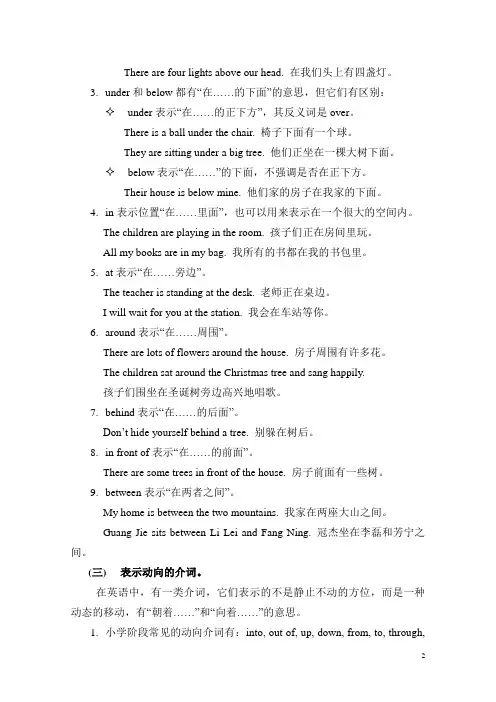 (完整版)小学英语常用介词及用法