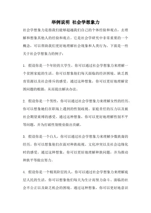 举例说明 社会学想象力