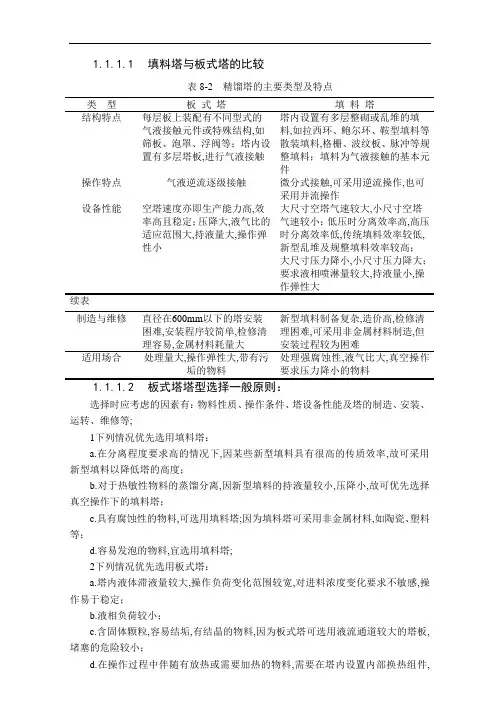 板式塔和填料塔对比