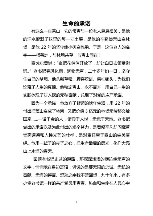 学习杨善洲先进事迹演讲稿
