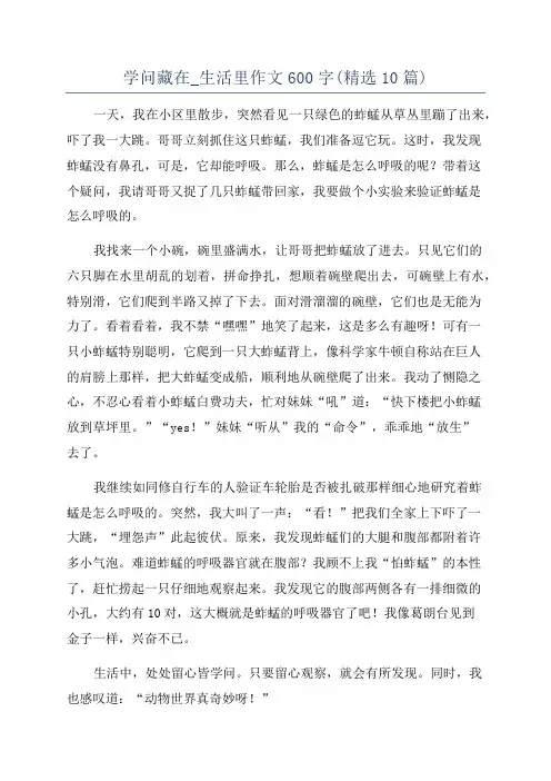 学问藏在_生活里作文600字(精选10篇)