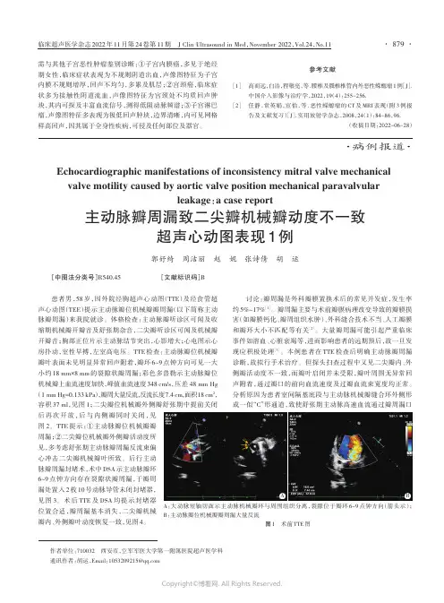 主动脉瓣周漏致二尖瓣机械瓣动度不一致超声心动图表现1例