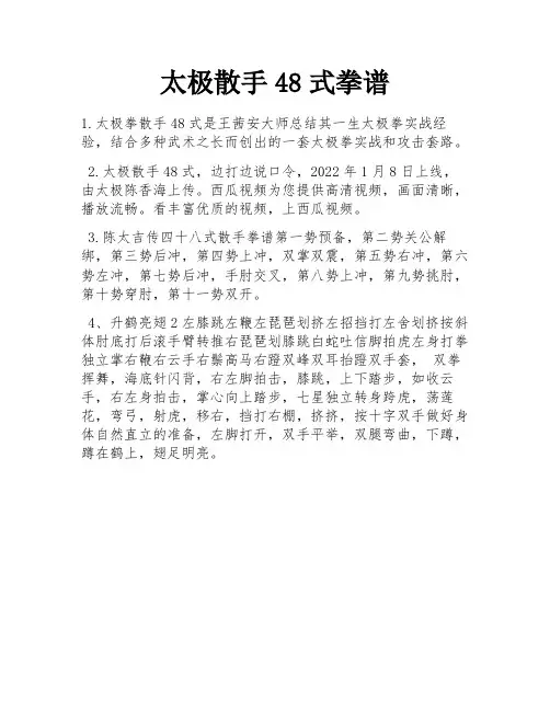 太极散手48式拳谱 