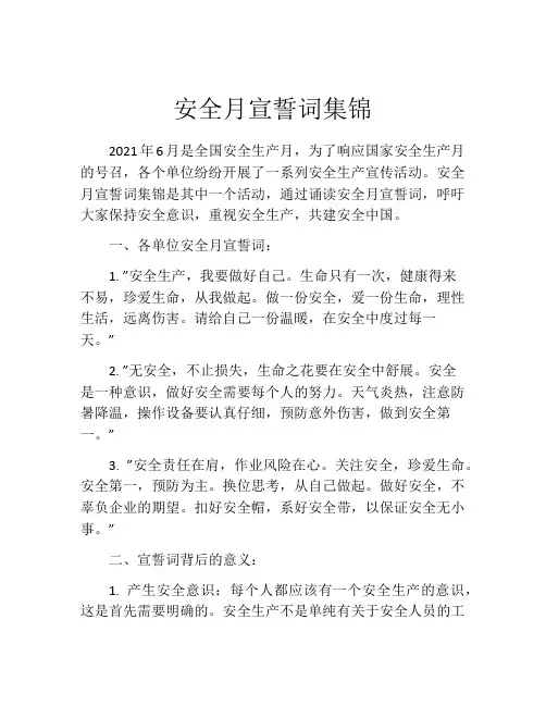 安全月宣誓词集锦