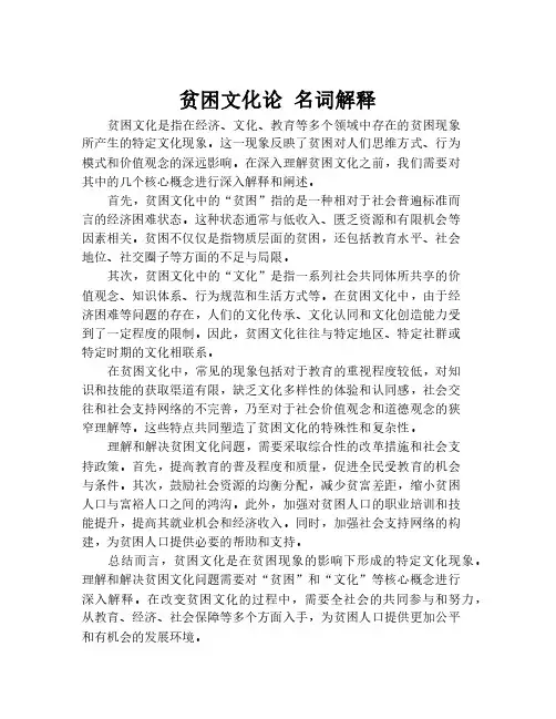 贫困文化论 名词解释