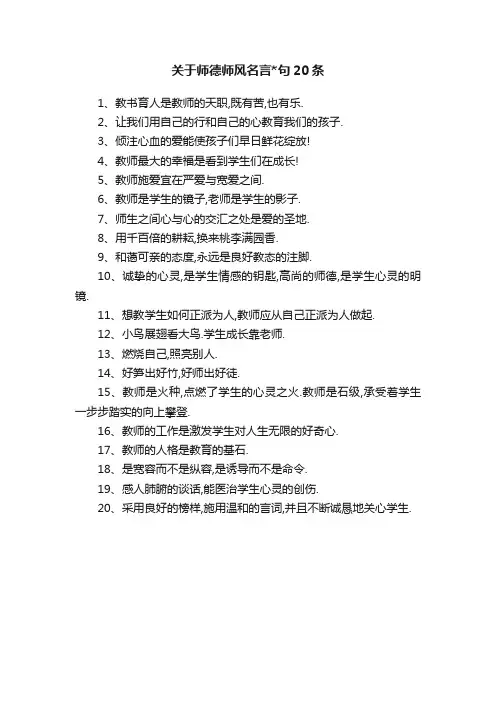 关于师德师风名言句20条