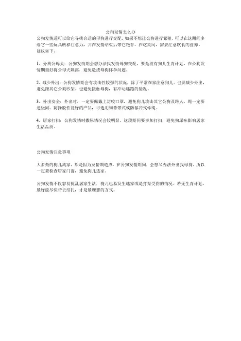 公狗发情怎么办