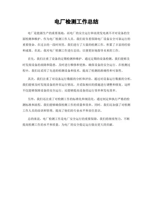 电厂检测工作总结