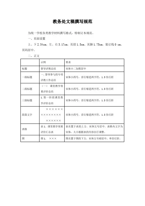 教务处文稿撰写规范