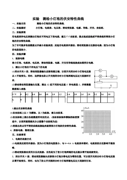 实验测绘小灯泡的伏安特性曲线