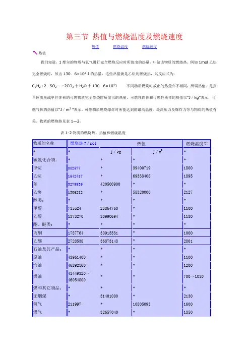 第三节 热值与燃烧温度及燃烧速度