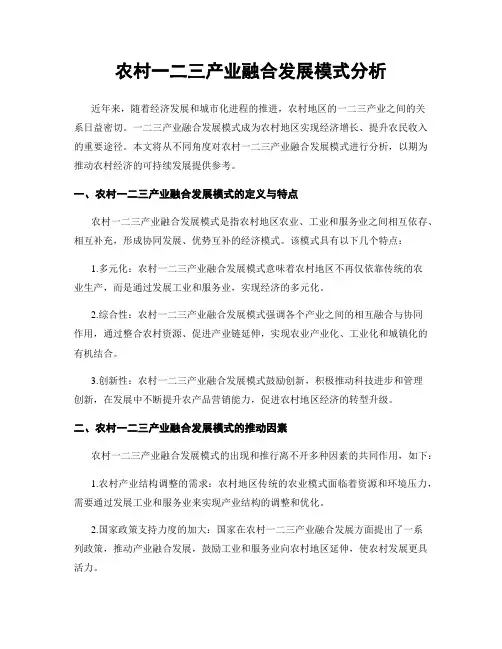 农村一二三产业融合发展模式分析