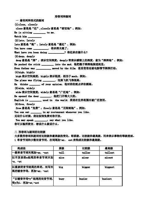高中英语语法形容词和副词