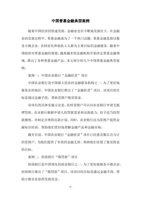 中国普惠金融典型案例