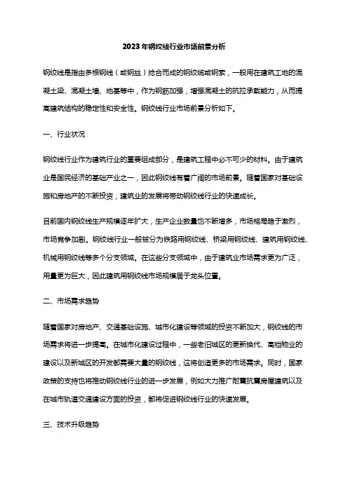 2023年钢绞线行业市场前景分析
