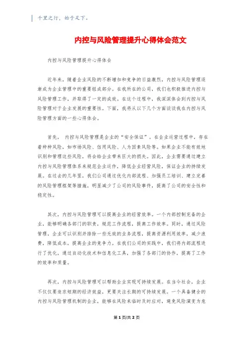 内控与风险管理提升心得体会范文