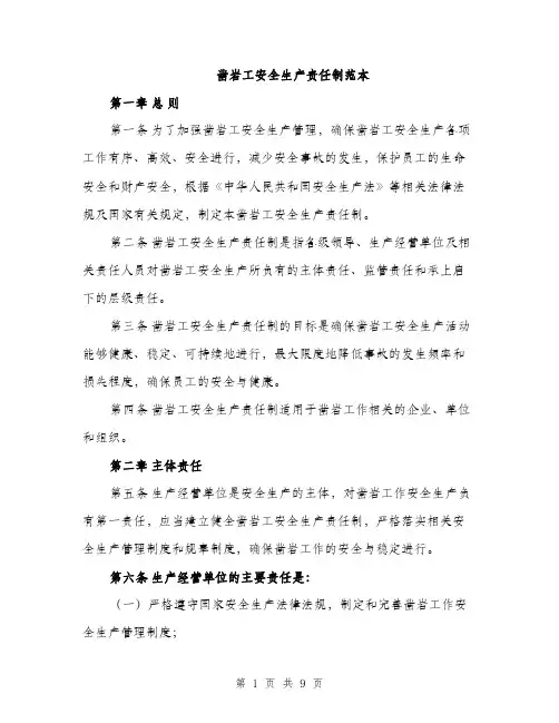 凿岩工安全生产责任制范本（二篇）
