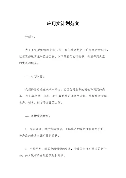 应用文计划范文