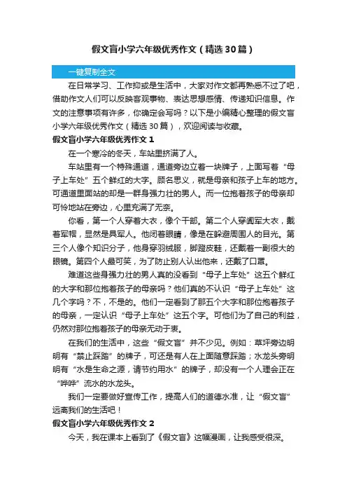 假文盲小学六年级优秀作文（精选30篇）