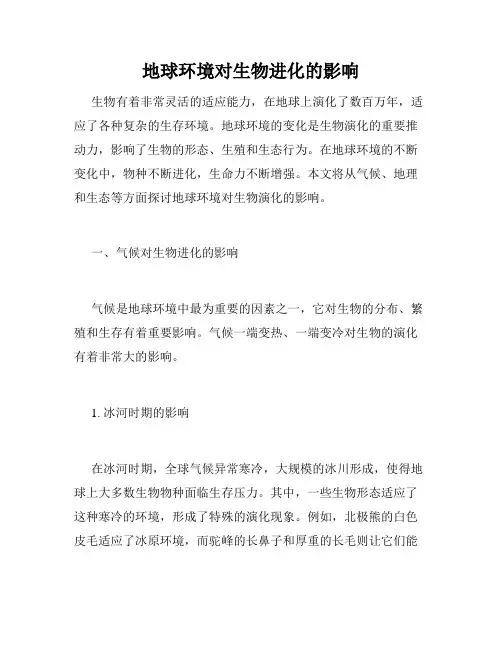地球环境对生物进化的影响