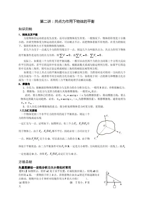 第二讲共点力作用下物体的平衡