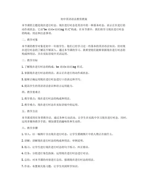 初中英语语法教资教案