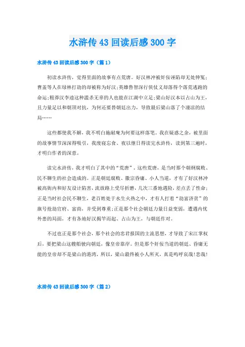 水浒传43回读后感300字