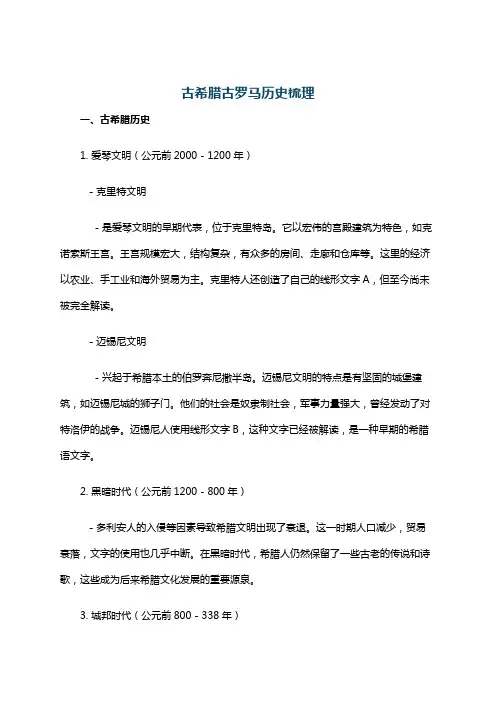 古希腊古罗马历史梳理